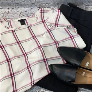 White Top with Black and Magenta stripes